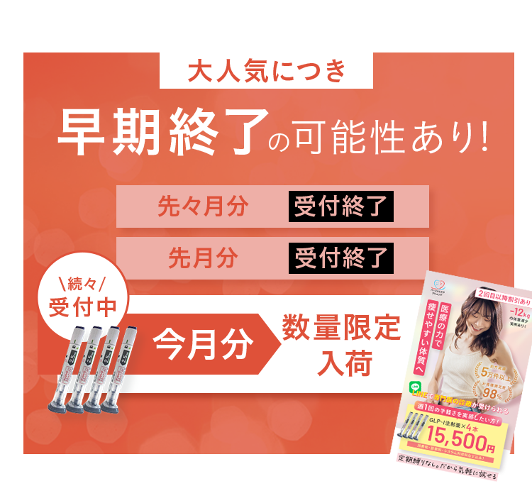 今月分数量限定入荷と受付状況